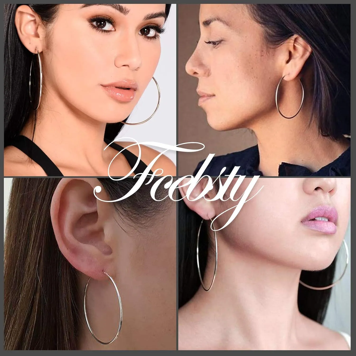 1 pair 925 Sterling Silver Large Hoop Earrings Circle Big Hoops Earring for Women sterling silver hoops earrings of 30/40/50/60mm
