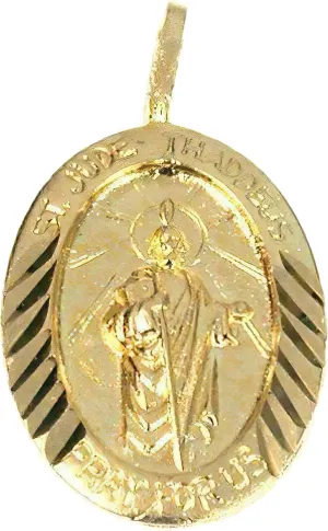 14K Gold Charm Saint Jude Thaddeus Pendant Jewelry 20mm