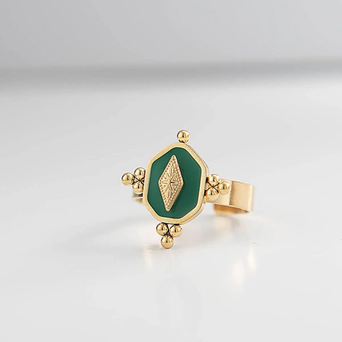 14K Gold French Vintage Oval Ring for Women Midi Stacking Dainty Open Adjustable Ring Christmas Gifts Jewelry