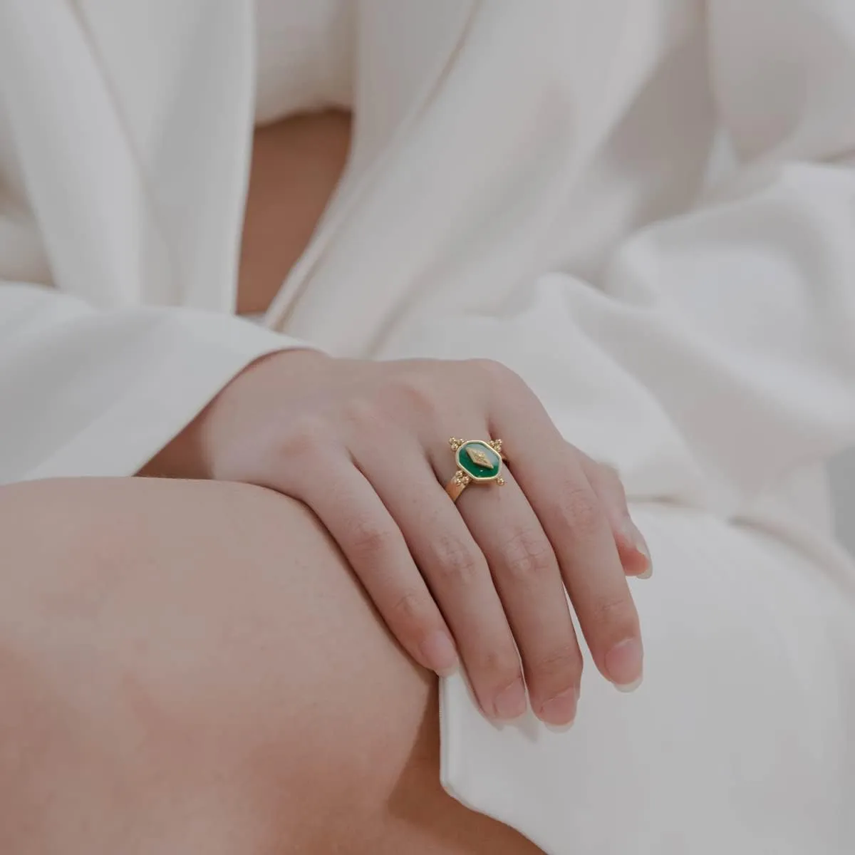 14K Gold French Vintage Oval Ring for Women Midi Stacking Dainty Open Adjustable Ring Christmas Gifts Jewelry