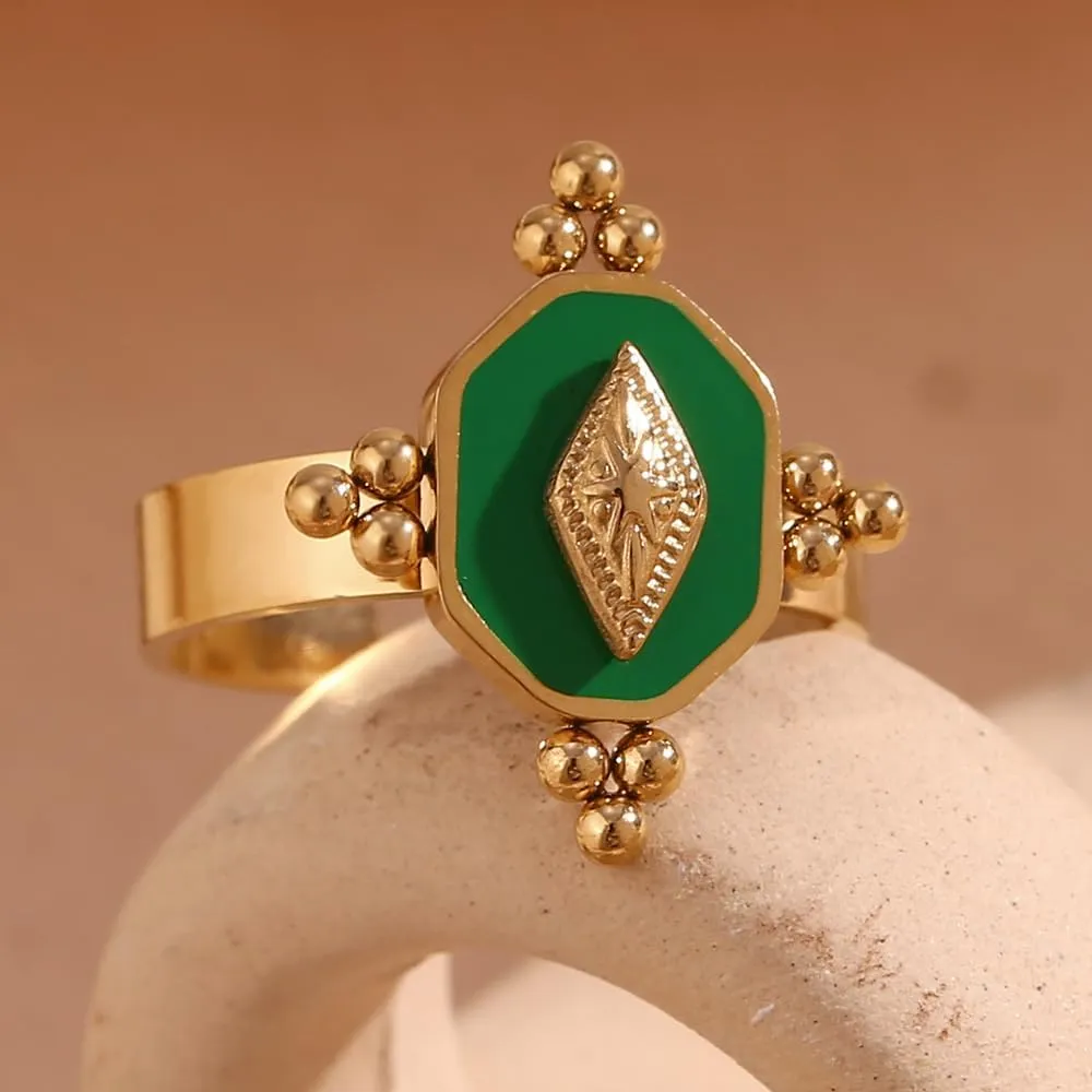 14K Gold French Vintage Oval Ring for Women Midi Stacking Dainty Open Adjustable Ring Christmas Gifts Jewelry