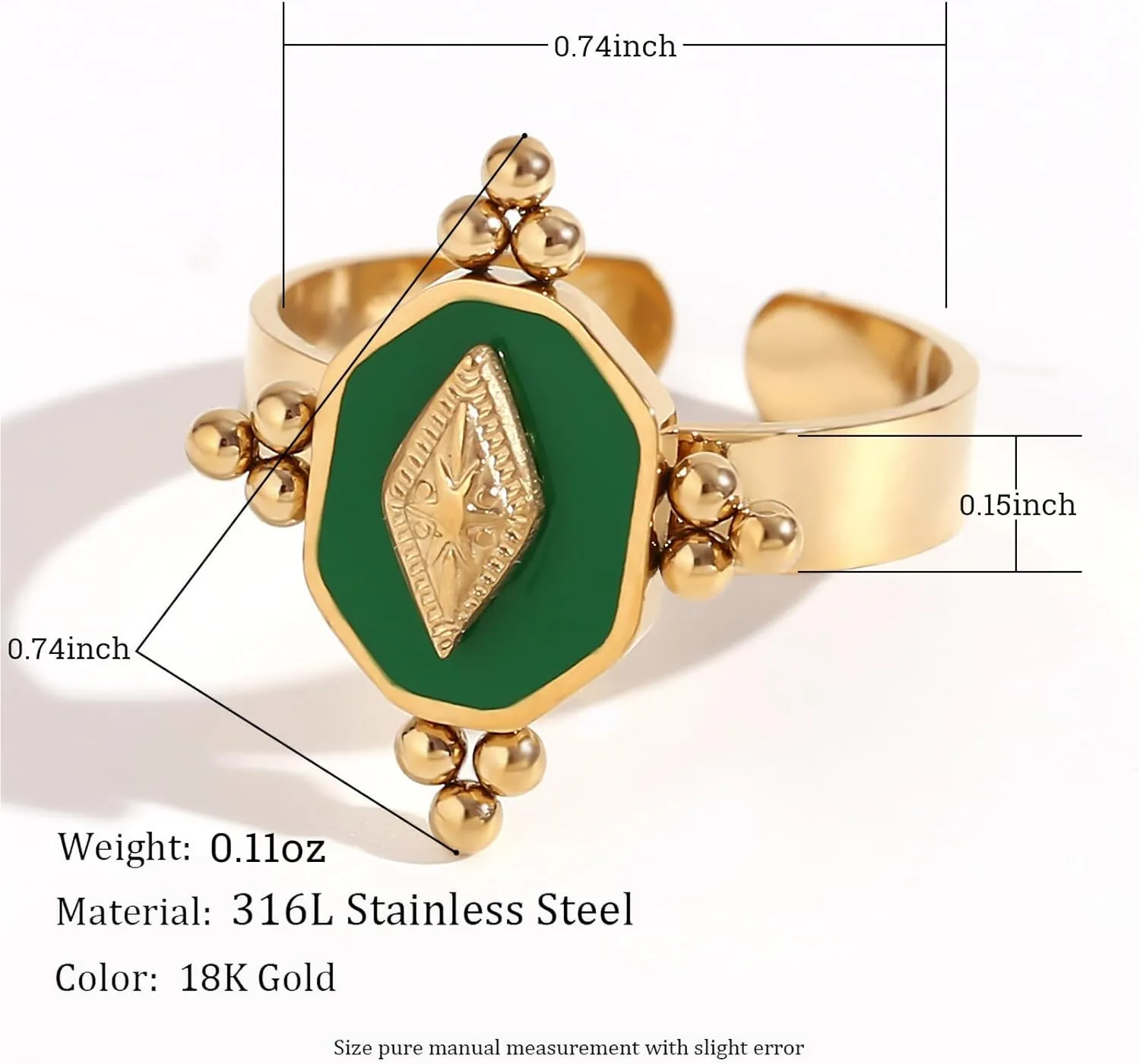 14K Gold French Vintage Oval Ring for Women Midi Stacking Dainty Open Adjustable Ring Christmas Gifts Jewelry
