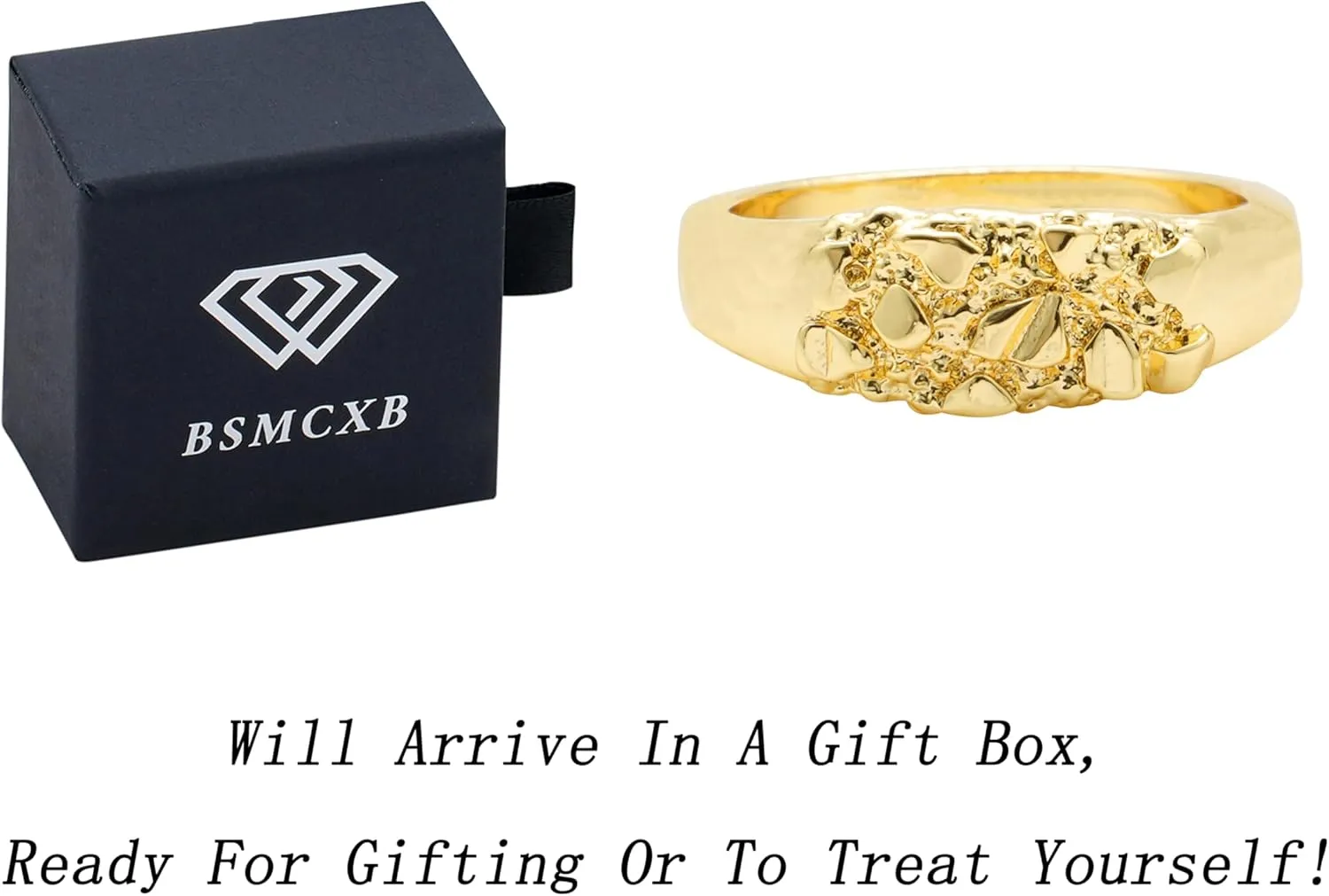 14k Gold Plated Rough Textured Cookie Smashing Nugget Ring For Women/Men