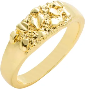 14k Gold Plated Rough Textured Cookie Smashing Nugget Ring For Women/Men