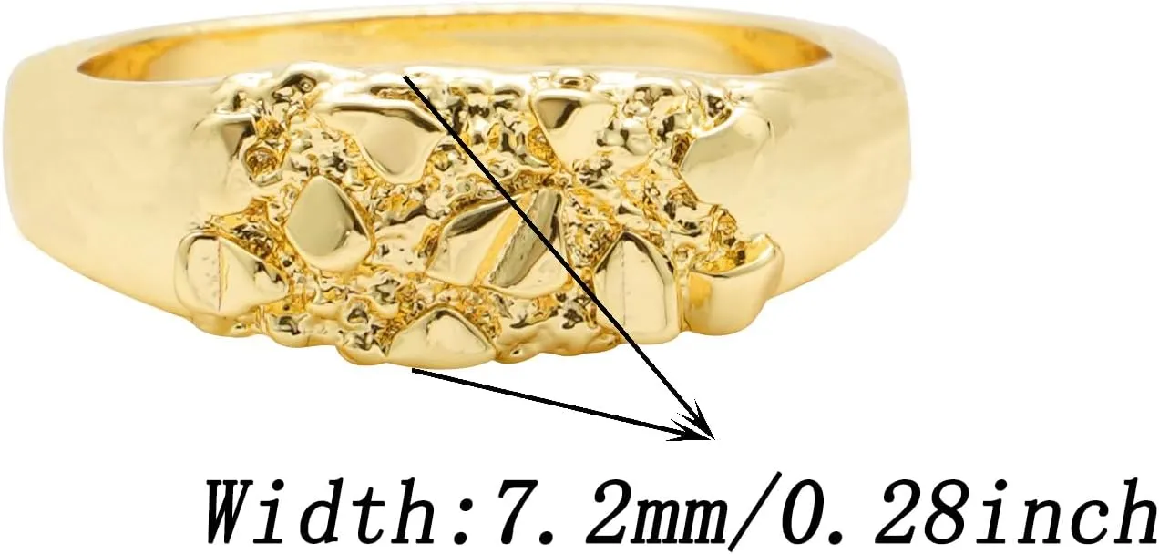 14k Gold Plated Rough Textured Cookie Smashing Nugget Ring For Women/Men