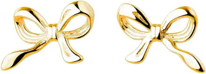 14K Gold Plated Sterling Silver Post Bow Stud Earrings Party Jewelry Christmas Gifts for Women