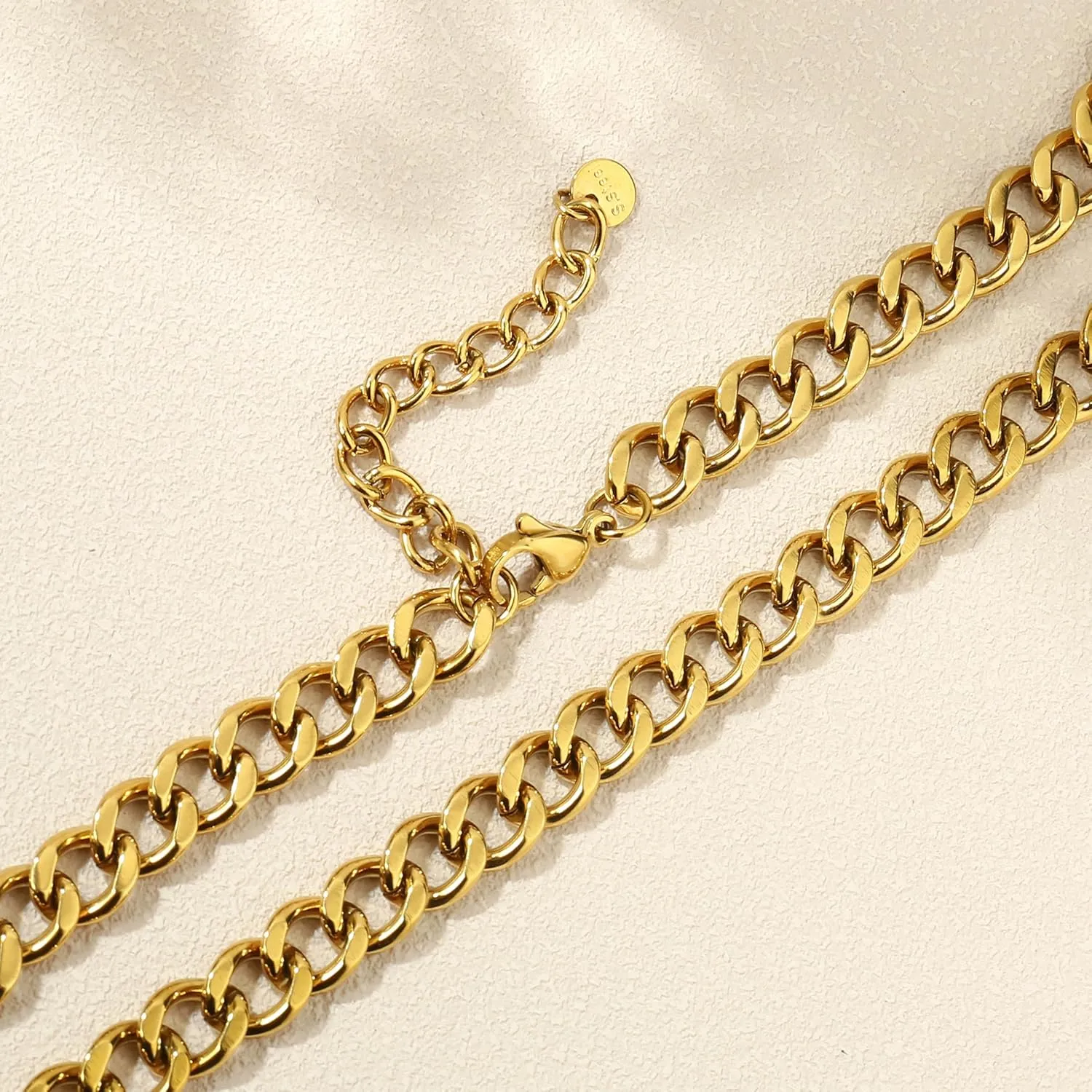 14K Gold/Silver 316L Waterproof Stainless Steel Necklace For Men, Cuban Chain, W:9mm, L:18" 2, Hypoallergenic Jewelry Anniversary Birthday Gifts Friends