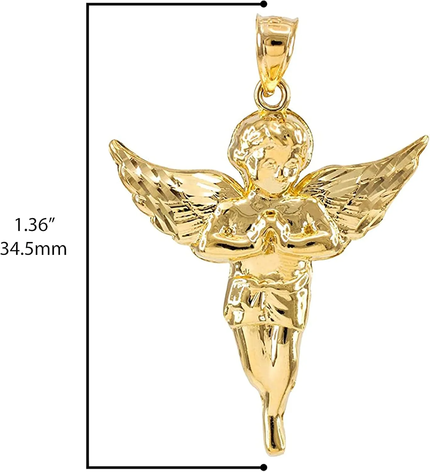 14K Yellow Gold Angel Heavenly Guardian Pendant Charm - Choice of Pendant Size