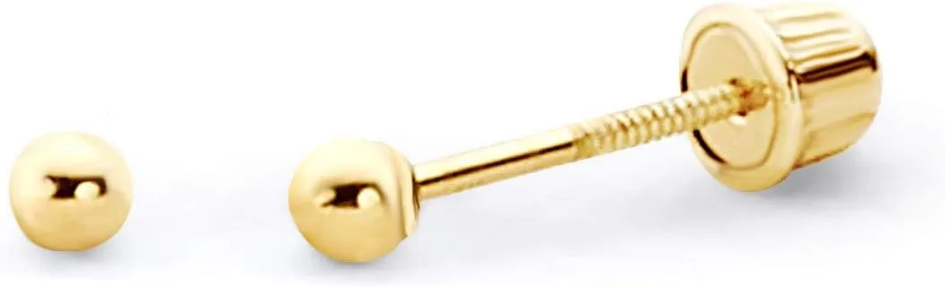 14K Yellow Gold Ball Stud Earrings