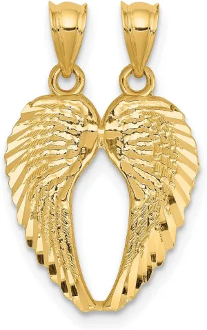 14k Yellow Gold Break-Apart Angel Wings Pendant 18 mm x 15 mm