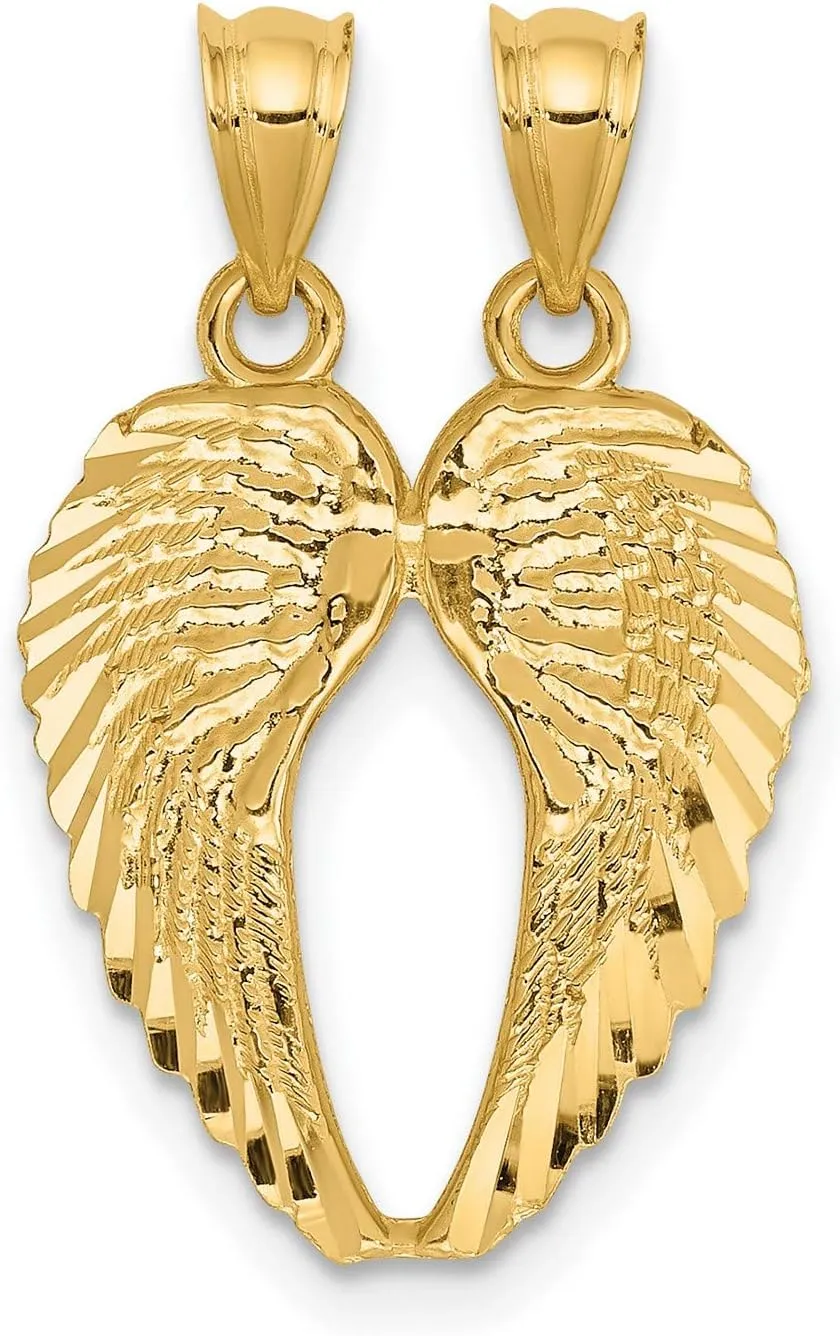 14k Yellow Gold Break-Apart Angel Wings Pendant 18 mm x 15 mm