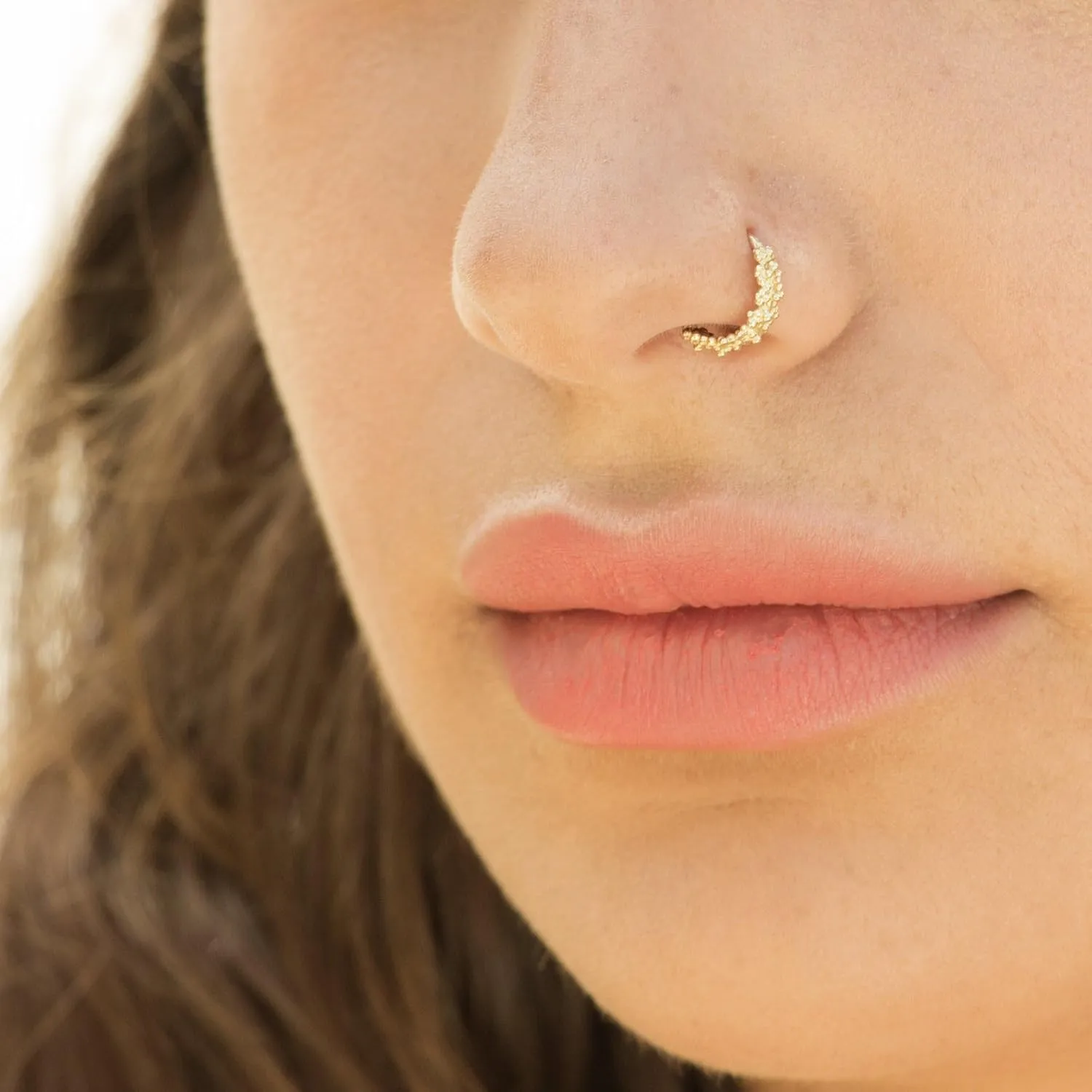 18k Gold Plated Brass Nose Ring, Tribal Nose Hoop, Indian Style Nose Piercing, Handmade Body Jewelry for Women, by Alagia 20g (0.8mm)