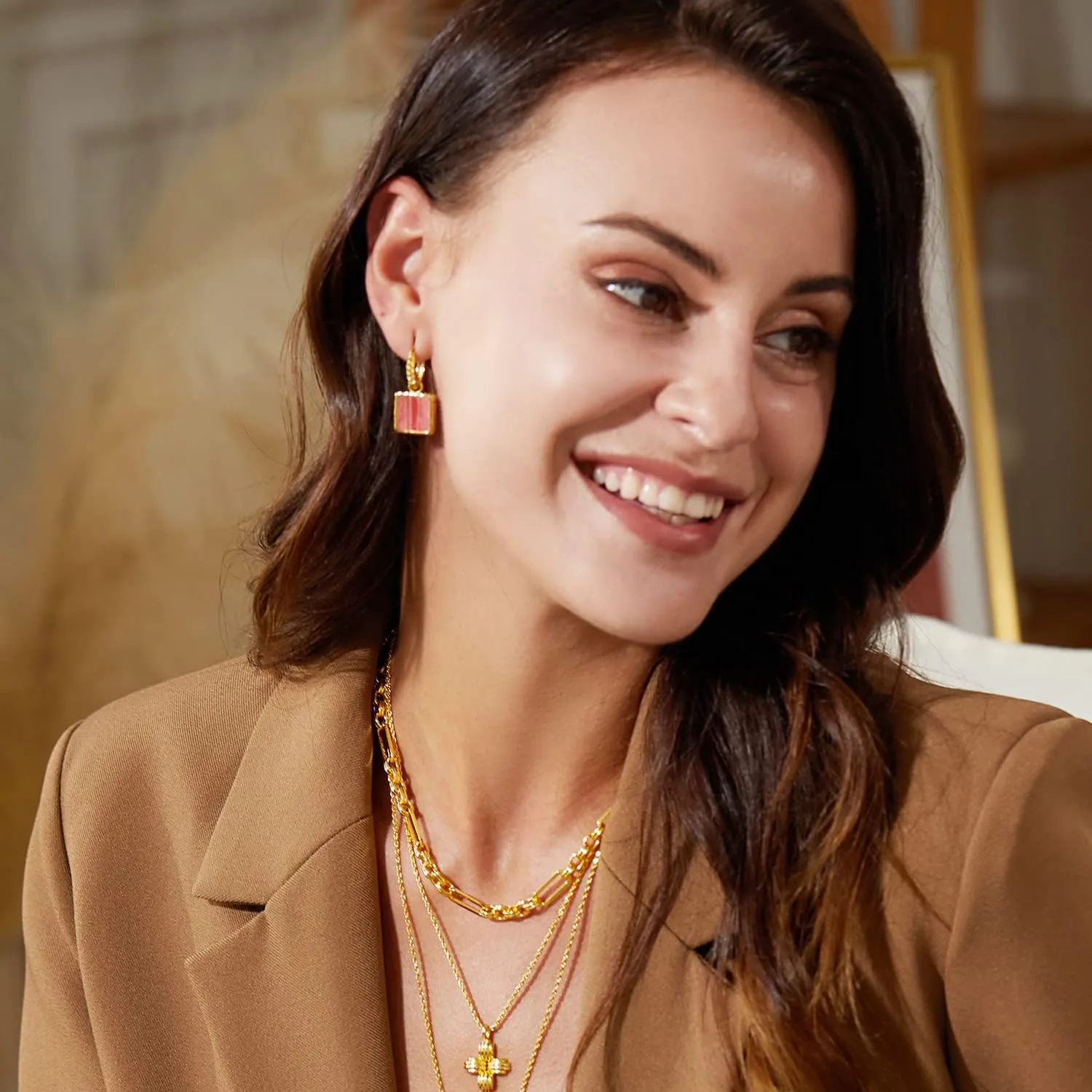 18K Gold Plated Chunky Hoop Earrings for Women Fashion Thick Gold Hoops Set Jewelry for Birthday Christmas Gifts