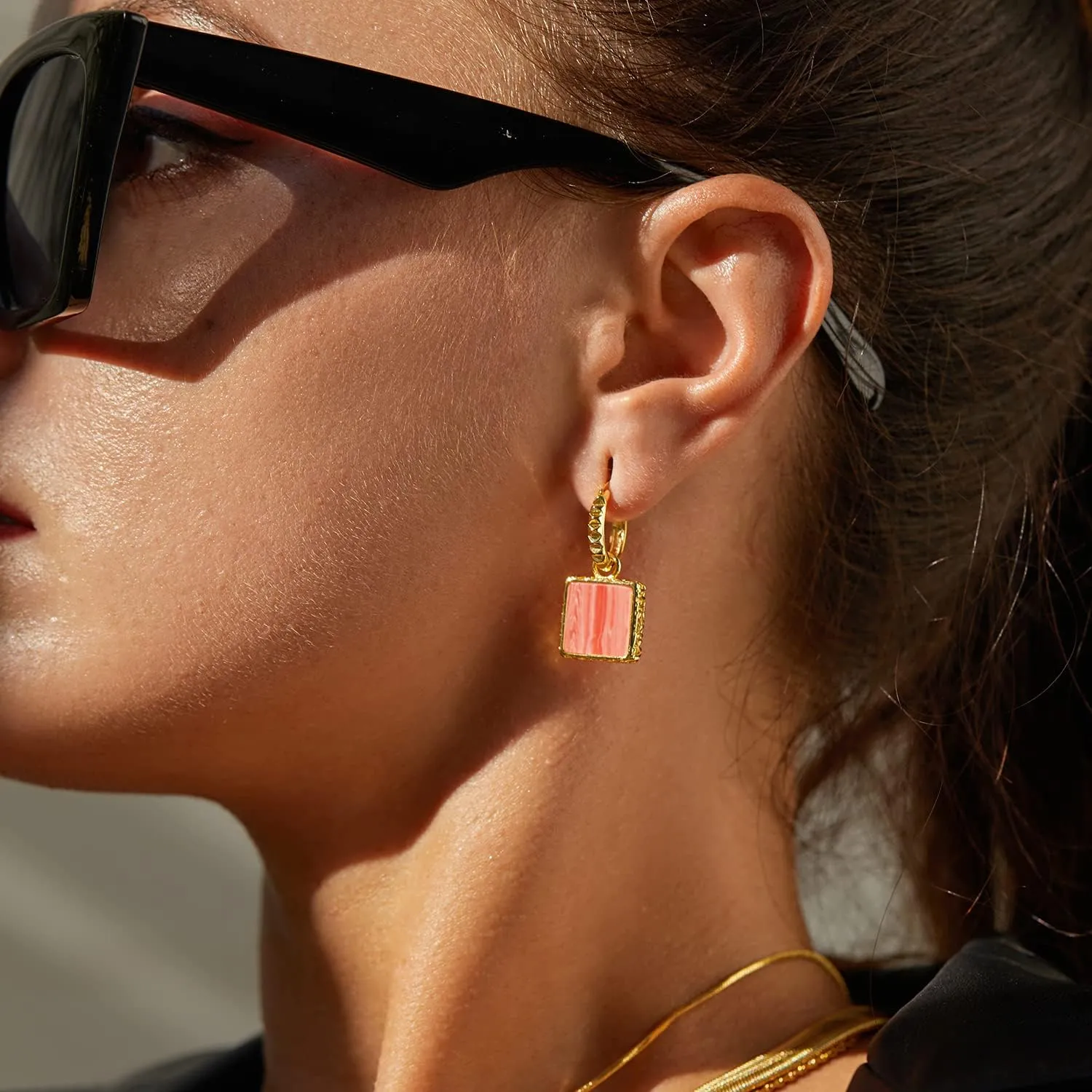 18K Gold Plated Chunky Hoop Earrings for Women Fashion Thick Gold Hoops Set Jewelry for Birthday Christmas Gifts