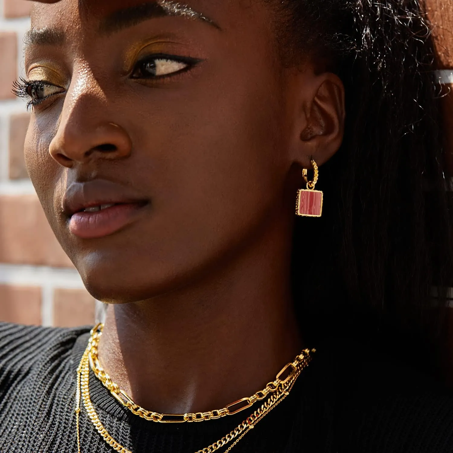 18K Gold Plated Chunky Hoop Earrings for Women Fashion Thick Gold Hoops Set Jewelry for Birthday Christmas Gifts