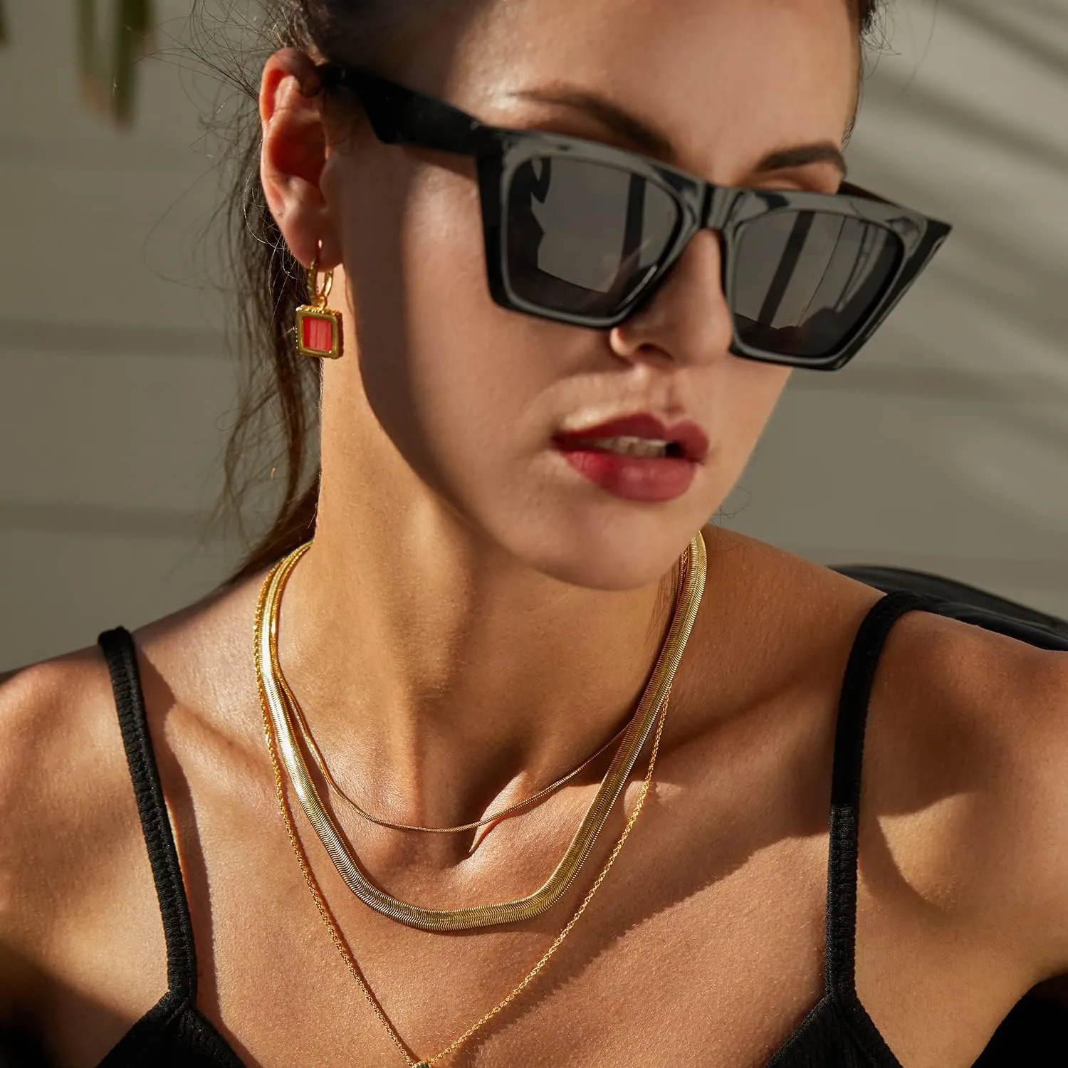 18K Gold Plated Chunky Hoop Earrings for Women Fashion Thick Gold Hoops Set Jewelry for Birthday Christmas Gifts