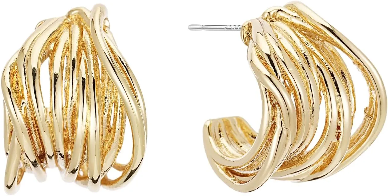 18K Gold Plated Statement Earrings For Women Trendy Chunky Gold Earrings Gold Hoop Stud Earrings Hypoallergenic Jewelry Gifts For Her