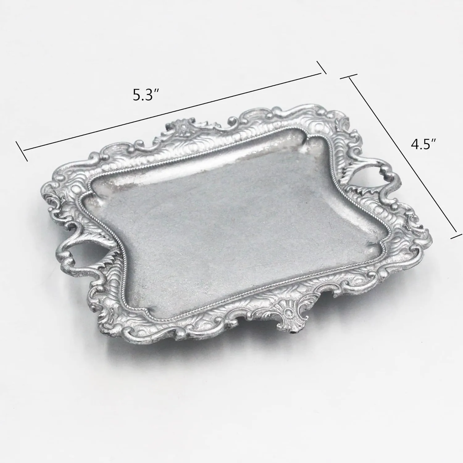 (2 PACK) Vintage Small Sliver Ring Dish, Birthday & Wedding Gifts for WomenWedding Ring Tray - Sliver