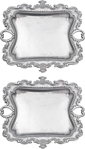 (2 PACK) Vintage Small Sliver Ring Dish, Birthday & Wedding Gifts for WomenWedding Ring Tray - Sliver