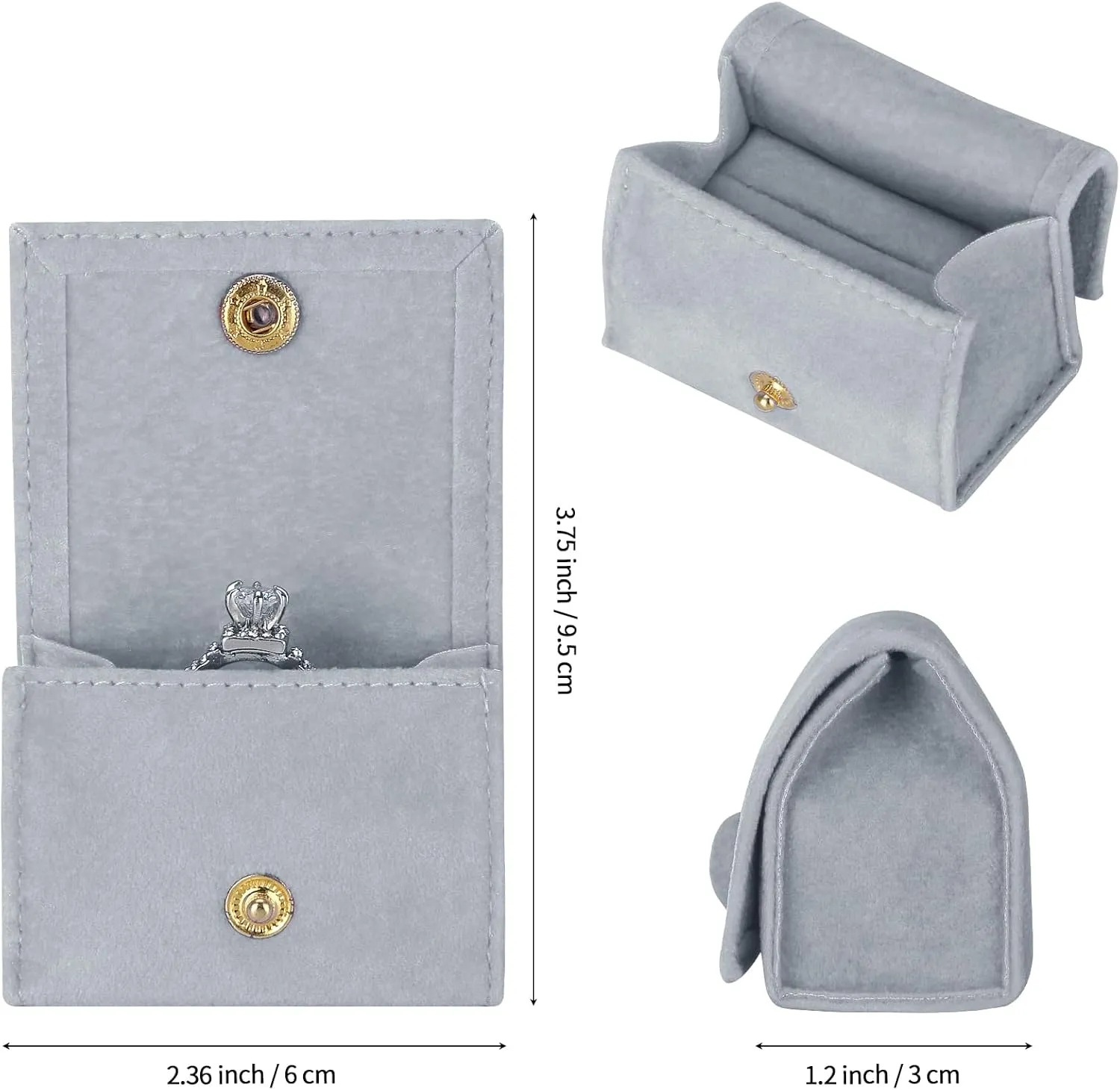 2 Pieces Small Velvet Travel Ring Holder Box, Portable Mini Jewelry Earring Necklace Storage Gift Boxes for Women Girl Gym Work (Blue)