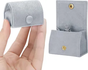 2 Pieces Small Velvet Travel Ring Holder Box, Portable Mini Jewelry Earring Necklace Storage Gift Boxes for Women Girl Gym Work (Blue)