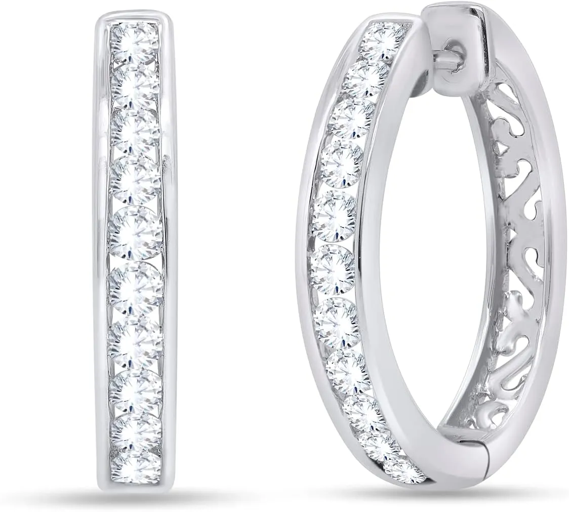 2Carat (ctw) 14K Gold Plated Round Cubic Zirconia Hoop Earrings for Women, Sterling Silver