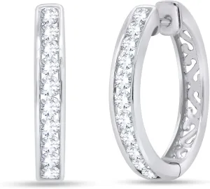 2Carat (ctw) 14K Gold Plated Round Cubic Zirconia Hoop Earrings for Women, Sterling Silver
