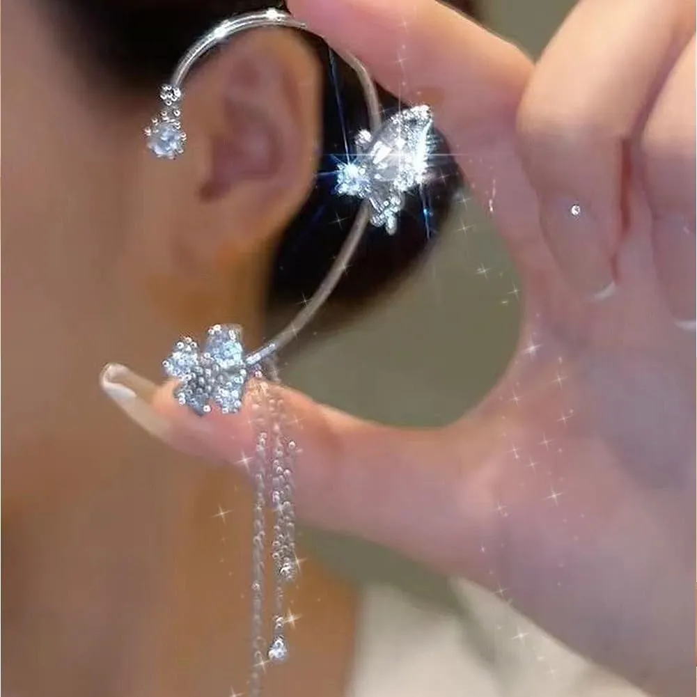 2PCS Butterfly Ear Cuffs Earrings Zircon Earrings Butterfly Ear Wrap No Piercing Eae Cuff Clip On Earrings For Women Jewelry