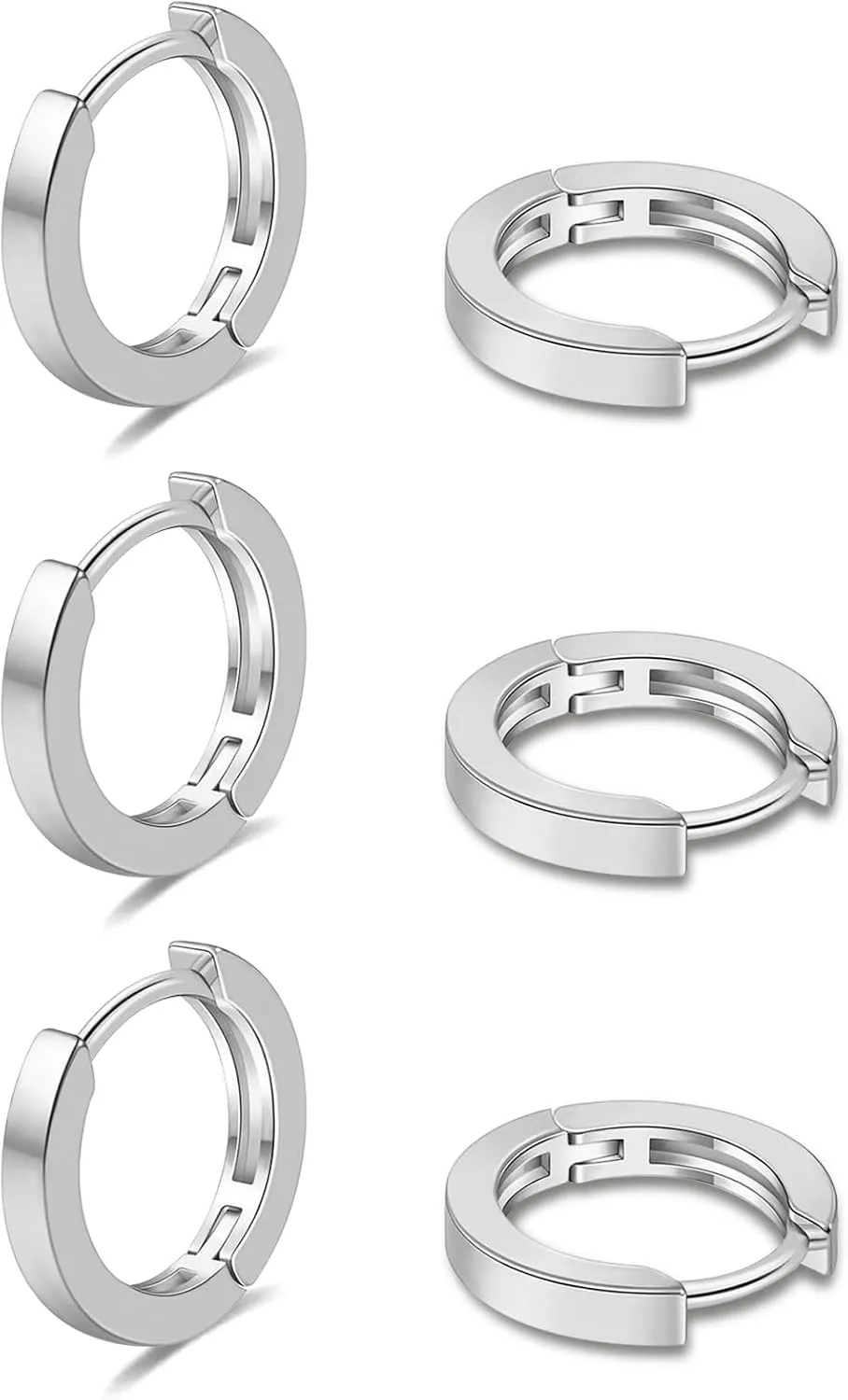 3 Pairs Gold Hoop Earrings Set 14k Gold Plated Huggie Silver Hoop Earrings Hypoallergenic Everyday Jewelry for Multiple Piercing for Women