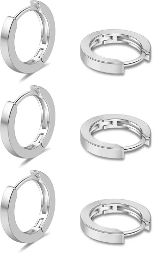 3 Pairs Gold Hoop Earrings Set 14k Gold Plated Huggie Silver Hoop Earrings Hypoallergenic Everyday Jewelry for Multiple Piercing for Women