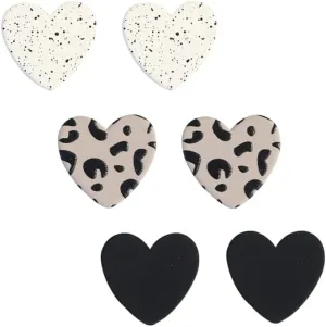 3 Pairs Heart Stud Earrings for Women Leopard Print Heart Earrings Set Cute Acrylic Valentine's Day Earrings Jewelry Gifts for Her Girlfriend