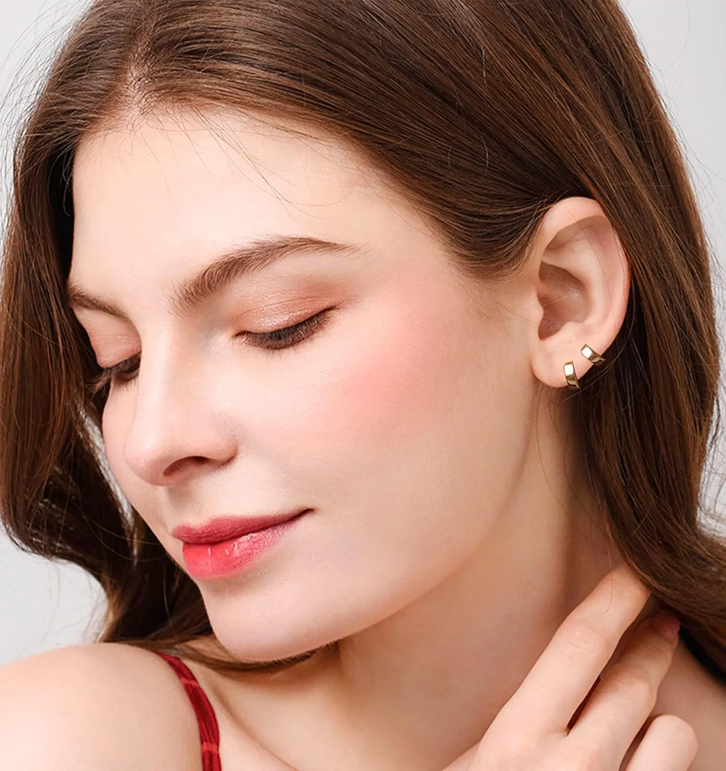 3 Pairs Small Hoop Earrings for Women Men, Sterling Silver Post Sleeper Cartilage Huggie Earring Set, 3mm in Width, Diameter in 8mm 10mm 12mm