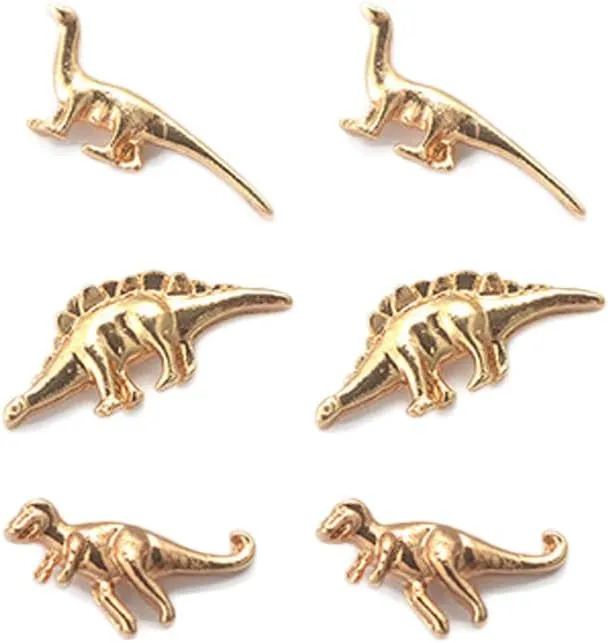 3 Pairs Tiny Dinosaur Stud Earrings for Women Minimalist Animal Cute Dragon Statement Earring Funny Cartilage Tragus Piercing Jewelry