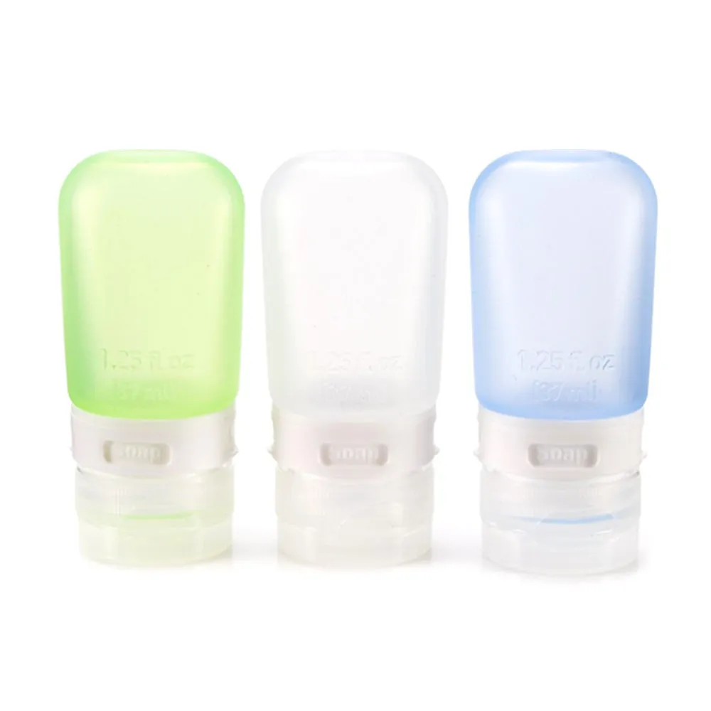 3 Travel Silicone Bottles Squeeze Tube Leak Proof Containers Refill TSA Approved