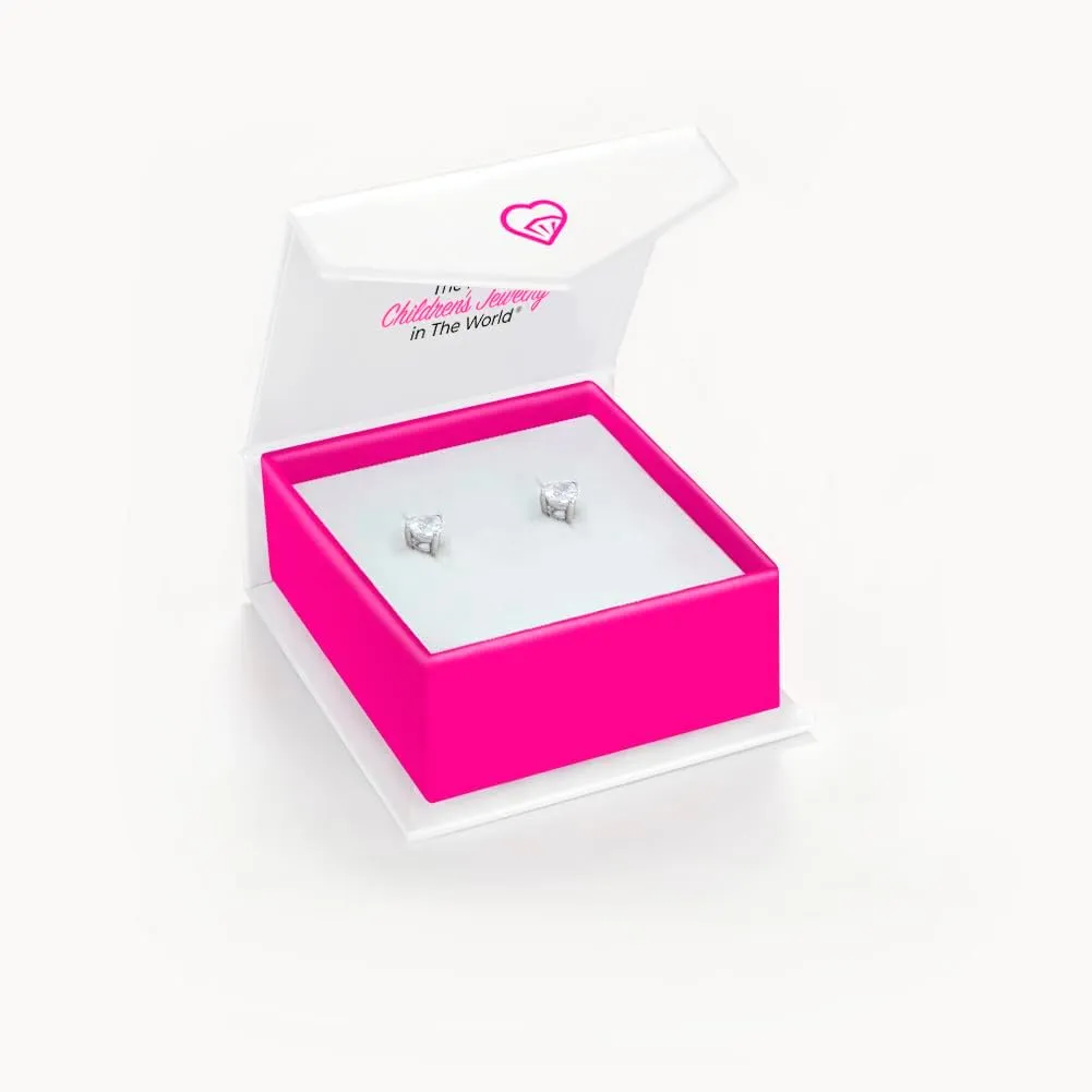 925 Sterling Silver Girls CZ Heart Hypoallergenic Safety Screw Back Earrings - Adorable 5mm Heart Earrings for Young Girls - Great Jewelry for Everyday Wear for Toddlers to Teens
