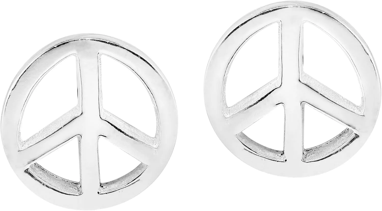 AeraVida Simple 11mm Peace Sign Sterling Silver Round Post Earrings | Cute Sterling Silver Stud Earring for women | Gift for Daughter