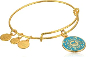 Alex and Ani "Armed Forces" US Coast Guard Expandable Wire Bangle Charm Bracelet