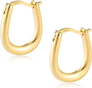 ALEXCRAFT Small Gold Hoop Earrings for Women Sterling Silver Post Light Weight Everyday Huggie Hoops