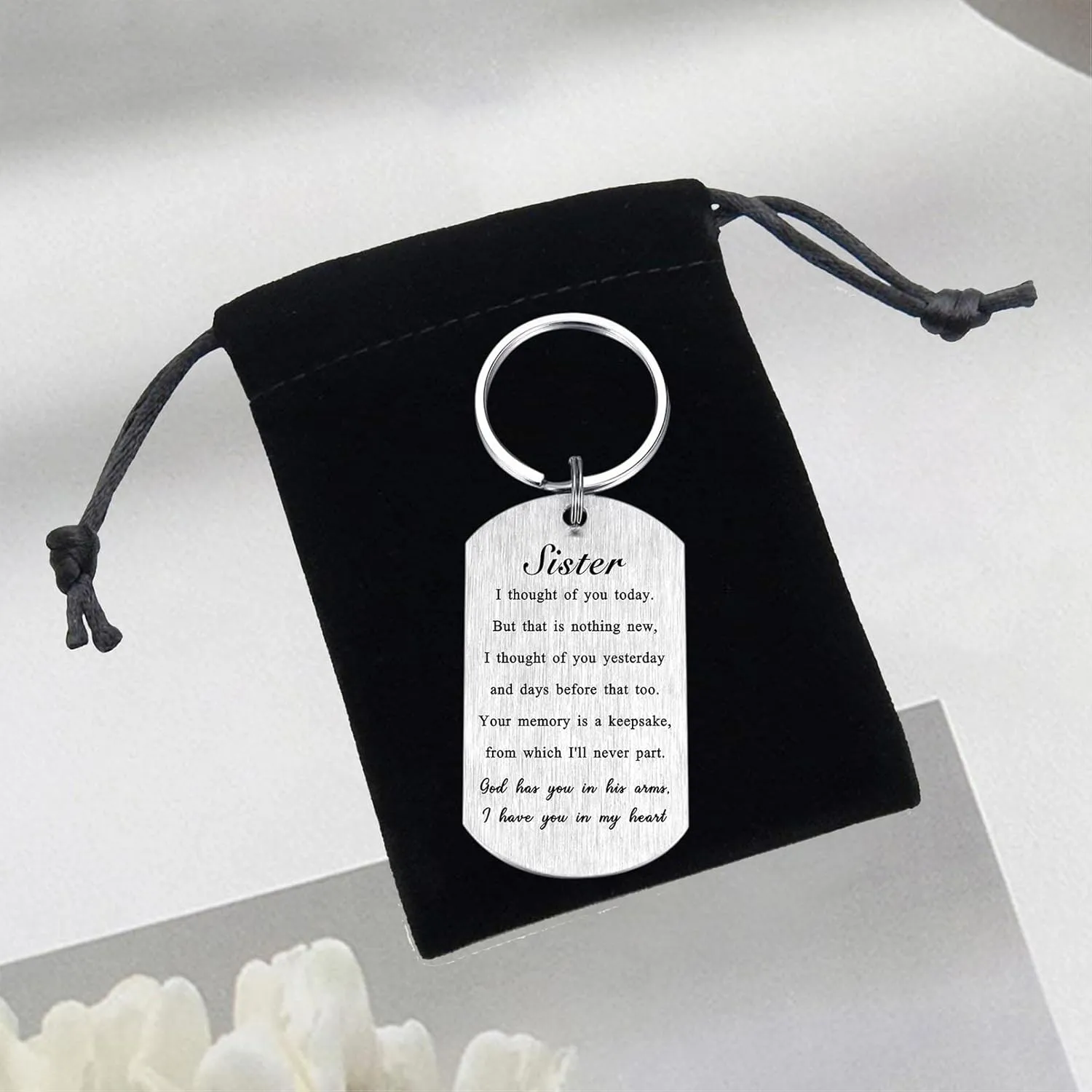 Alotozo Memorial Gifts - Sympathy Gift Keychain for Women Men Kids - God Has You in His Arms I Have You in My Heart