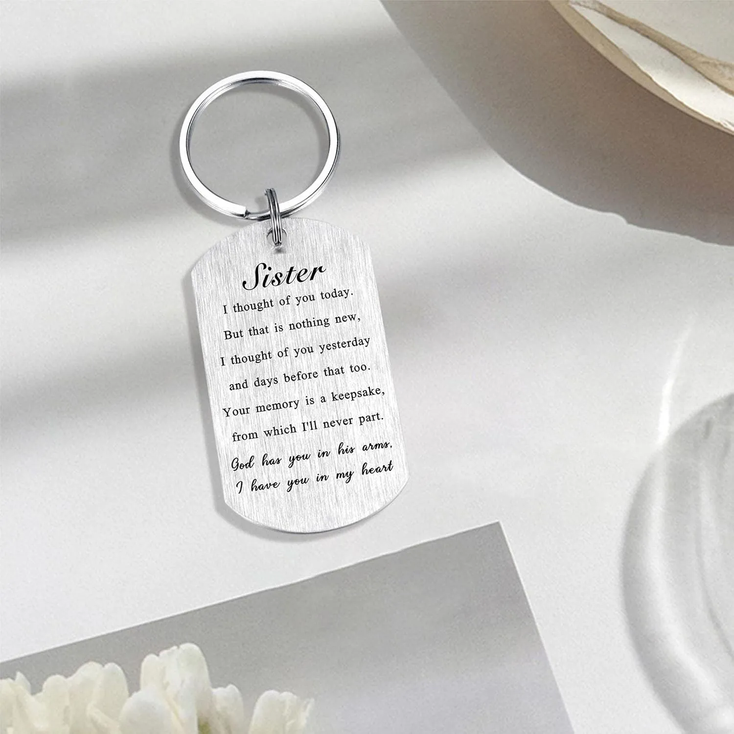 Alotozo Memorial Gifts - Sympathy Gift Keychain for Women Men Kids - God Has You in His Arms I Have You in My Heart