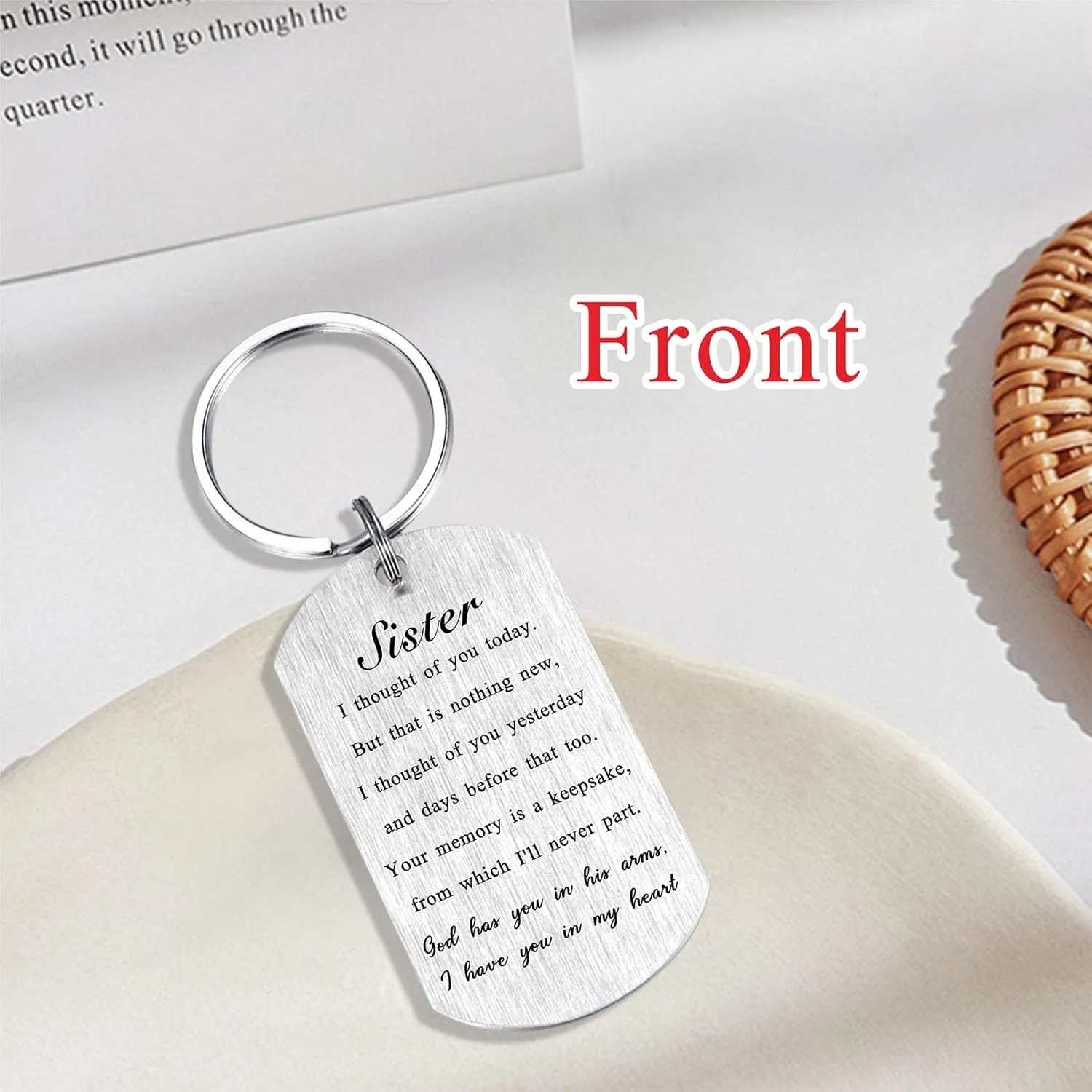 Alotozo Memorial Gifts - Sympathy Gift Keychain for Women Men Kids - God Has You in His Arms I Have You in My Heart