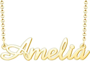 Amelia Name Necklace Personalized Sterling Silver Custom Name Necklace for Women