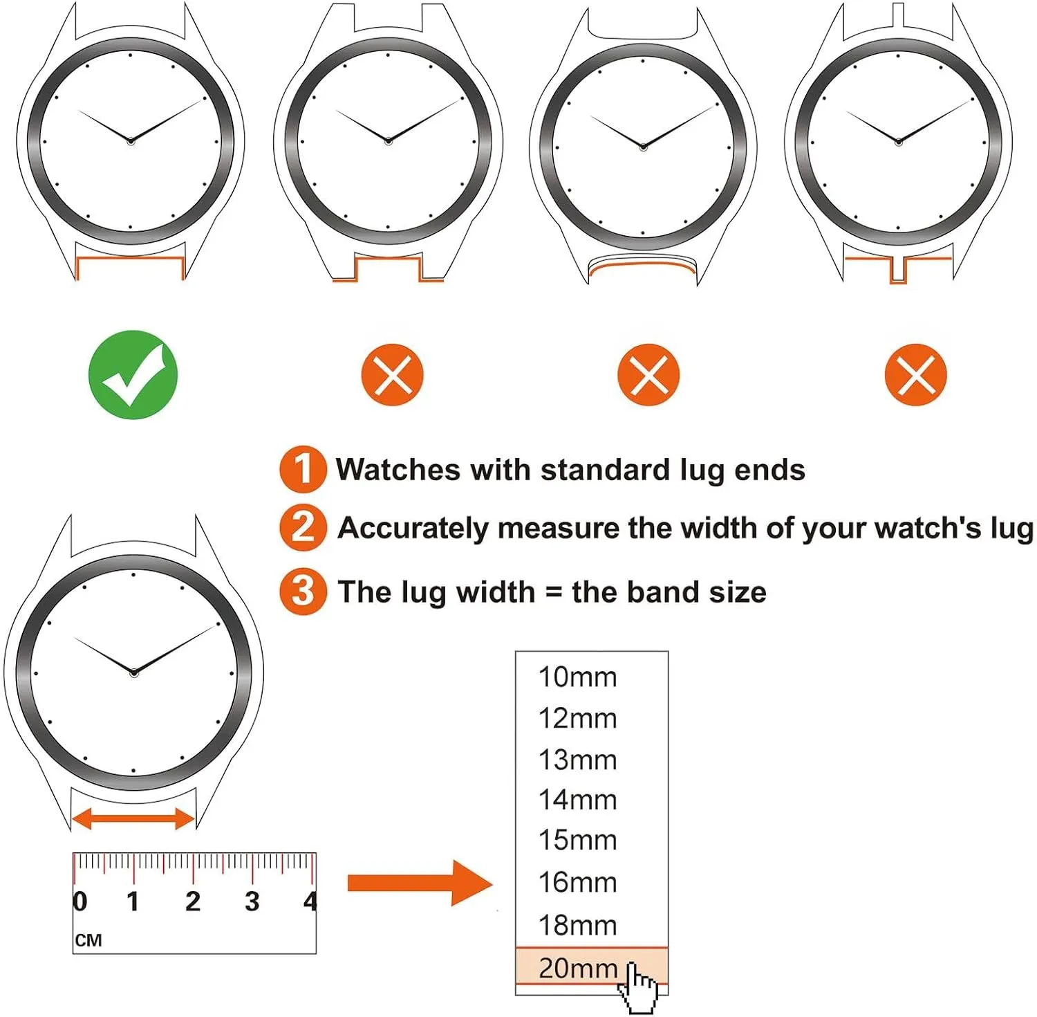 ANNEFIT Women's Leather Watch Band 10mm 12mm 13mm 14mm 15mm 16mm 18mm 20mm, Lizard Grain Slim Thin Replacement Strap