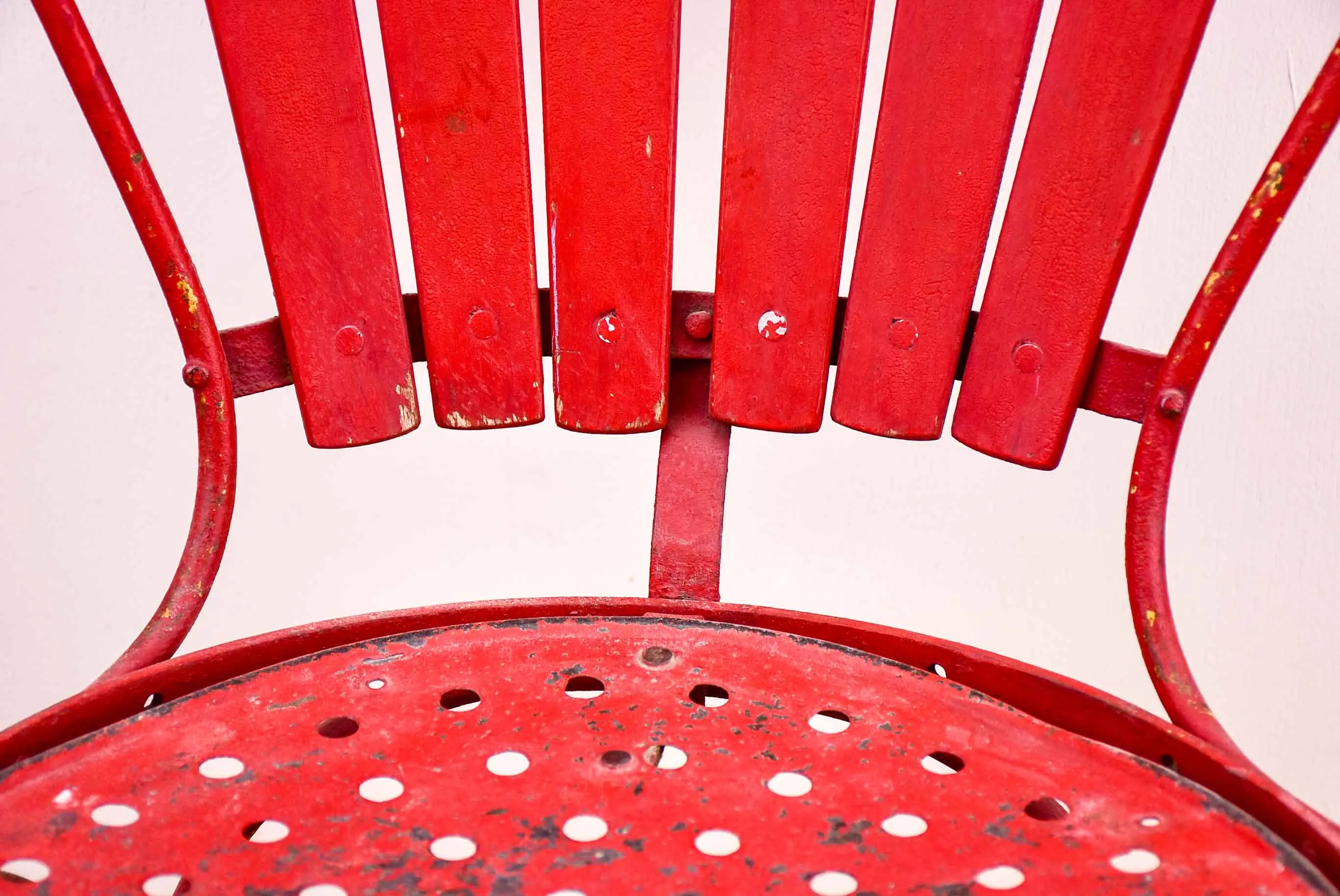 Antique French garden chair - red
