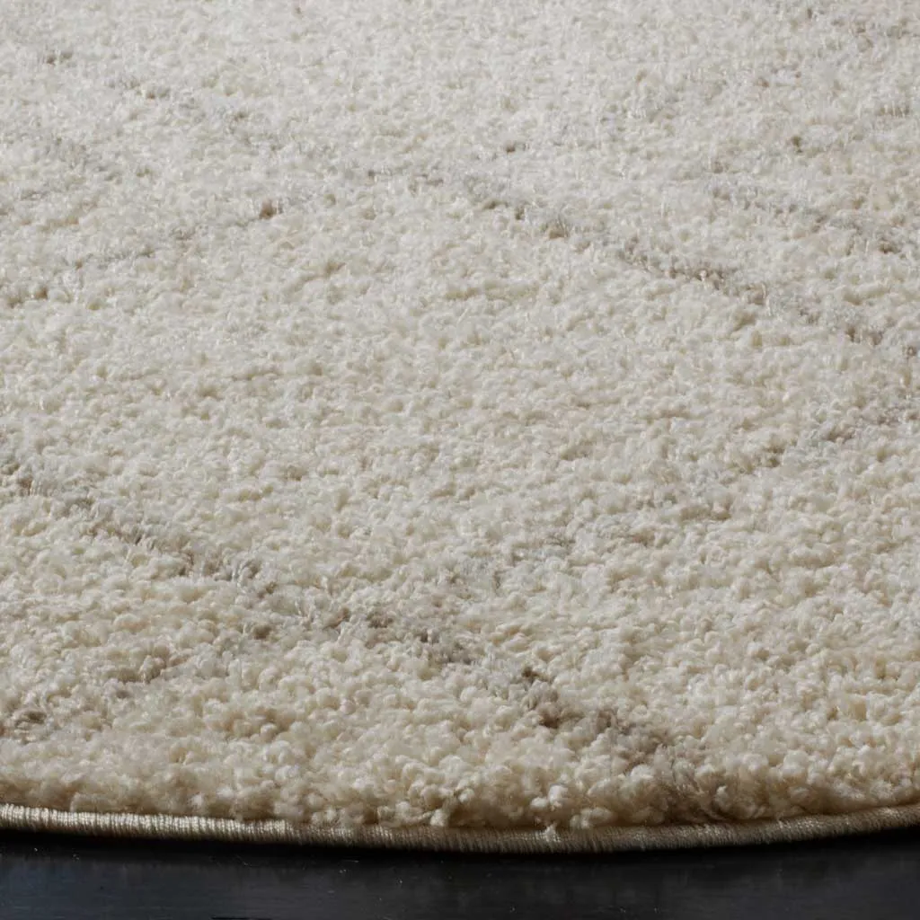 Arizona Shag Diamond Ivory/Beige Round Rug