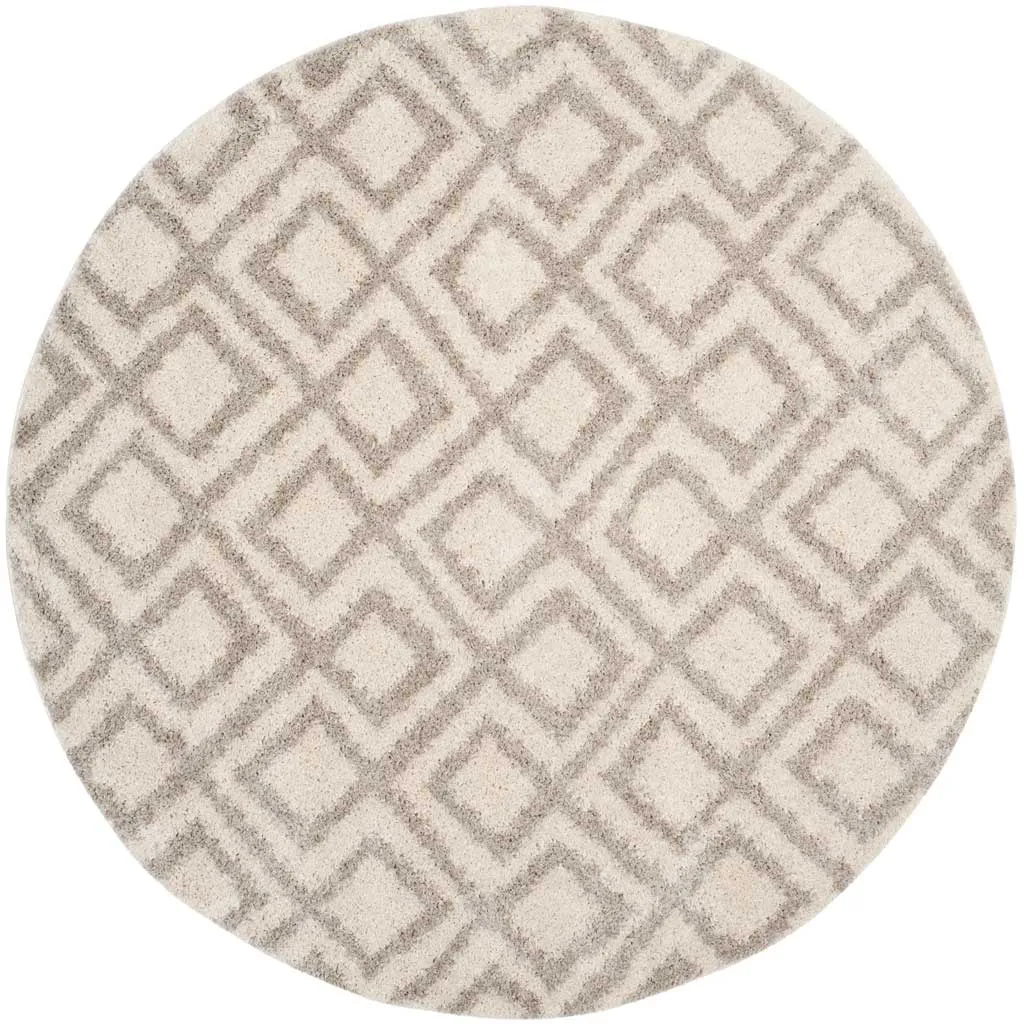 Arizona Shag Ivory/Beige Round Rug
