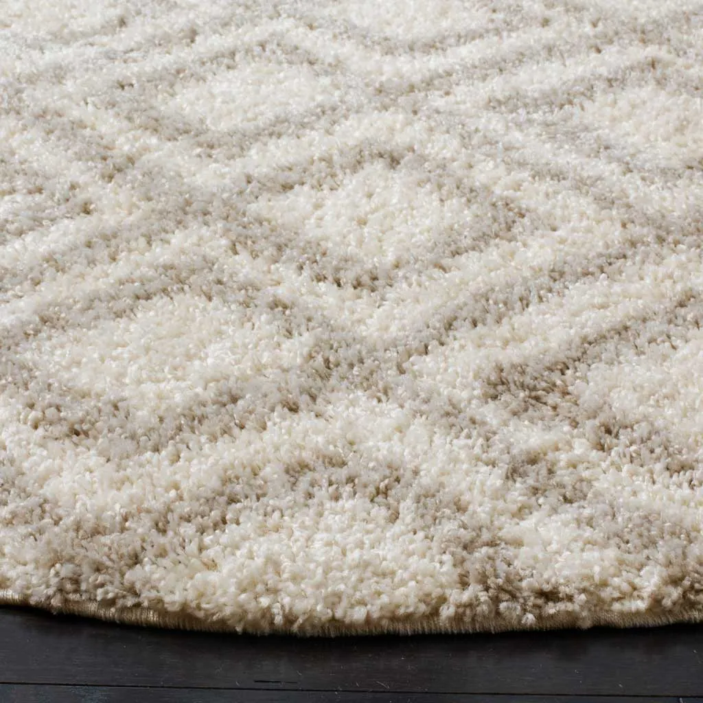 Arizona Shag Ivory/Beige Round Rug