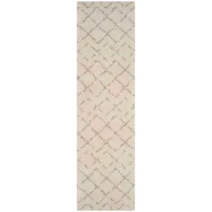 Arizona Shag Lattice Ivory/Beige Runner Rug