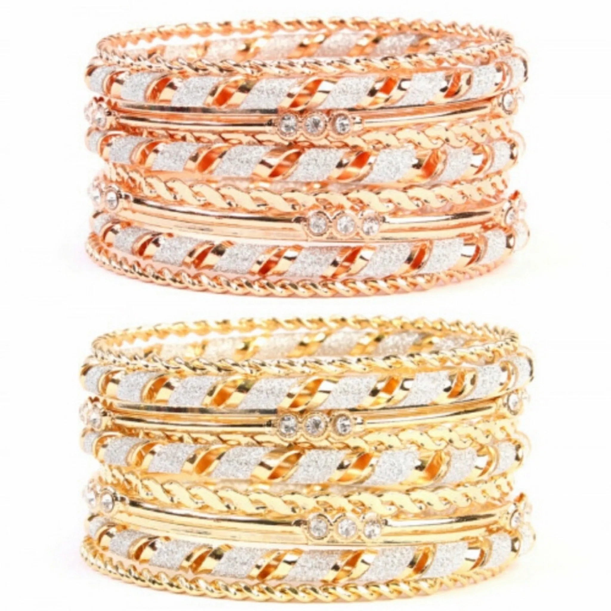 Arm Candy Stackable Bracelet Bangles (Gold & Rose Gold)