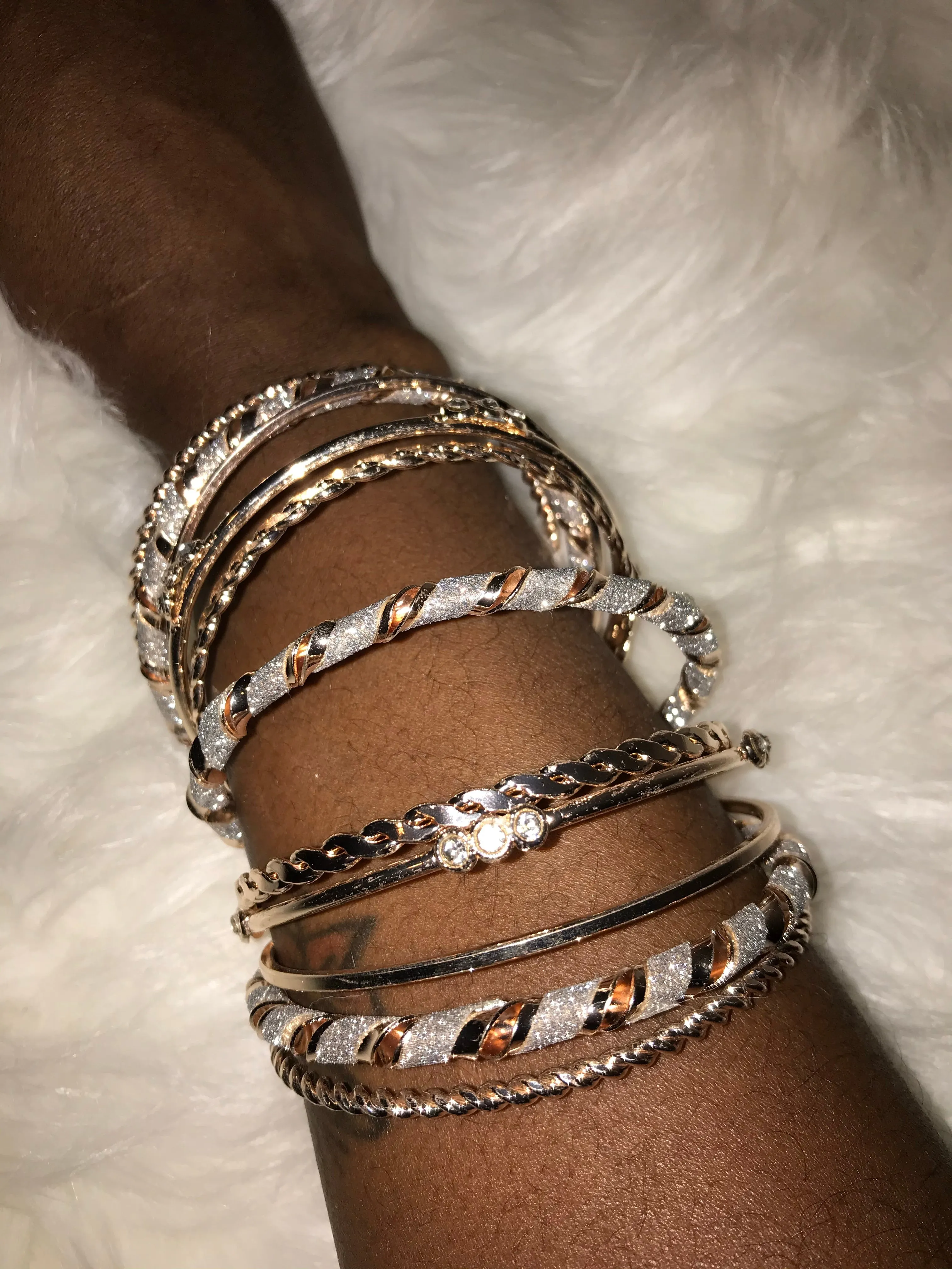 Arm Candy Stackable Bracelet Bangles (Gold & Rose Gold)